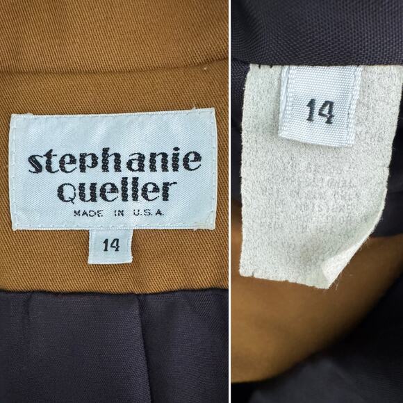 Vintage Stephanie Queller lioness blazer jacket size 14 large tan black gold - Picture 8 of 9